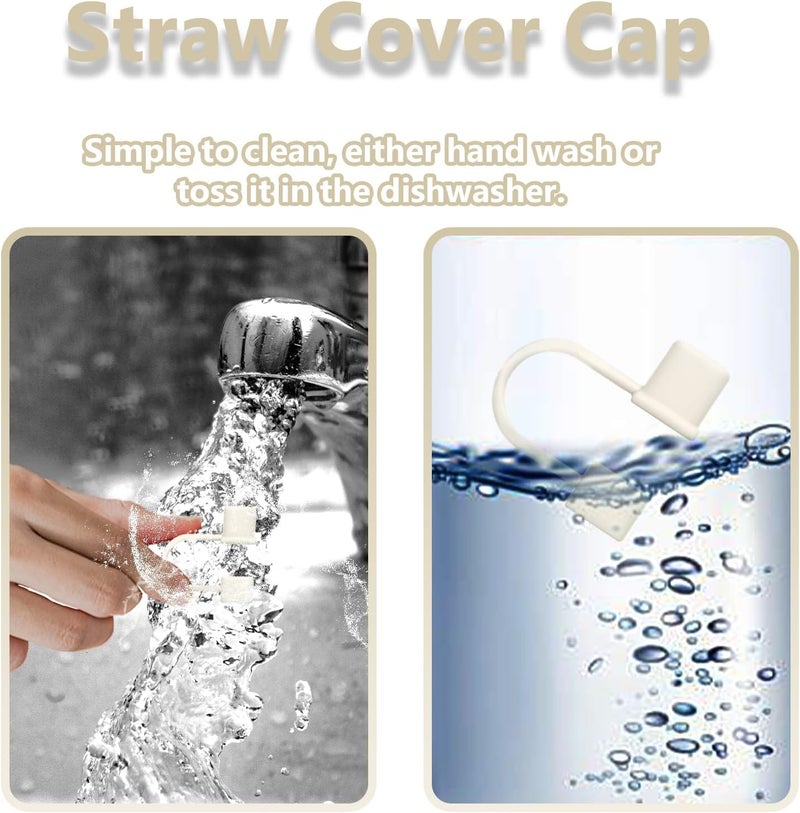 GGDECA 7Pcs Straw Cover Cap for Stanley Cup,Simple 10mm(0.4inch) Silicone Straw Toppers for Stanley 40&30oz Tumbler Accessories-White Grey - Image 5
